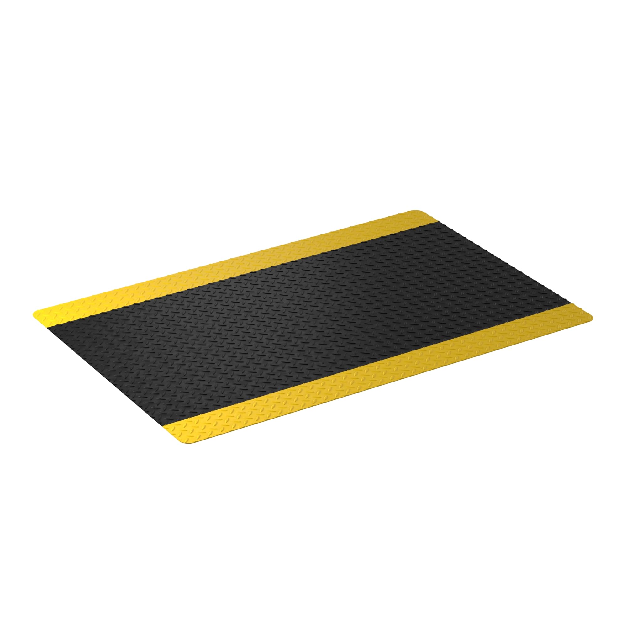 Diamond Star 3' x 75' Black Anti-Fatigue Mat with Yellow Borders - 9/16