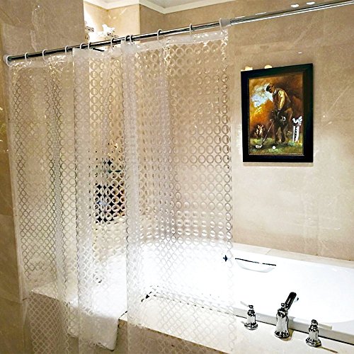 Mooxury Mildew Resistant Shower Curtain Liner,3D Circle Modern Design EVA Bathroom Curtains, 72x72 Inch