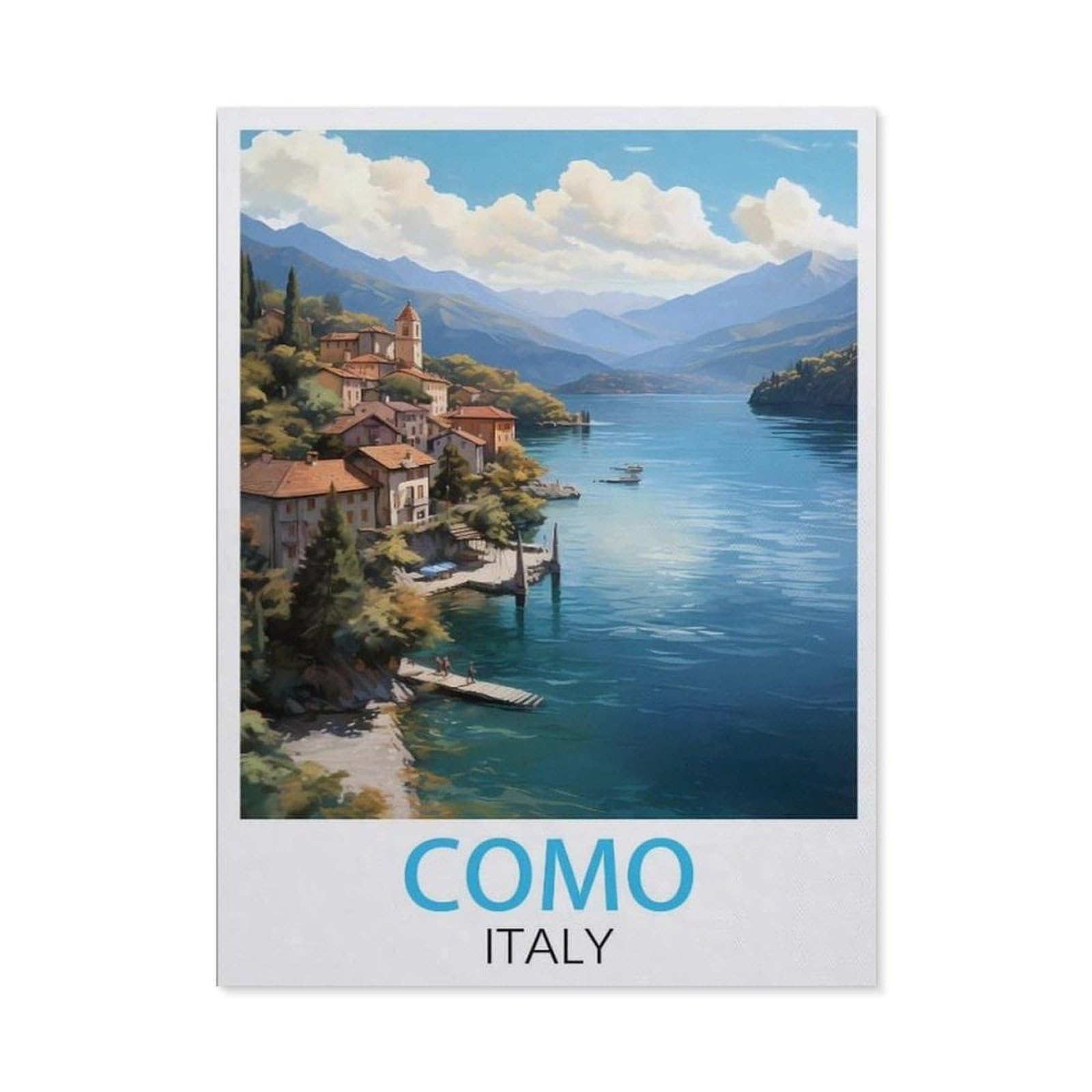 BEAYODKP Como Italy Vintage Travel Poster，5D DIY Diamond Painting Full Round Drill Diamond Embroidery Cross Stitch Rhinestone Mosaic Paintings Art（30 x 40 cm/11.81 x 15.74 inches）-BZ2