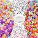 Quefe 1500pcs Acrylic Beads Containing 4 Types, Letter Beads, Large Hole Beads, UV Beads with 50 Meters Elastic String for Making Jewelry, Bracelets, etc.