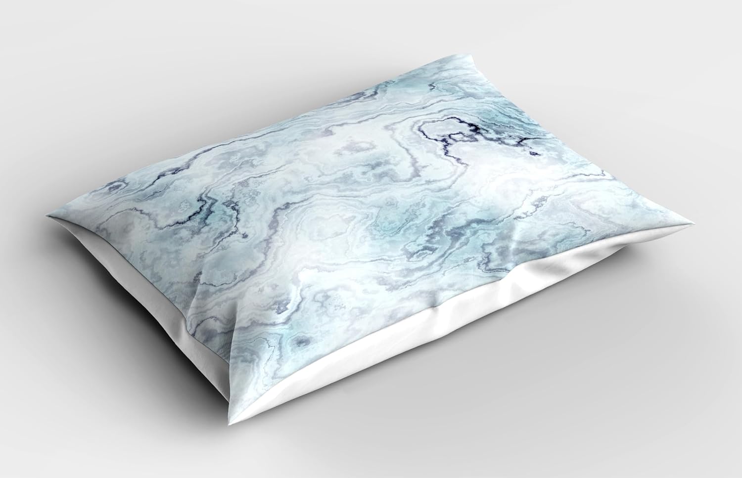 Ambesonne Marble Print Pillow Sham Set of 2, Soft Pastel Toned Abstract Wavy Pattern Ottoman Influences Image, Quality Microfiber Bedding Item for All Seasons, 26" x 20", Pale Blue Grey Mint