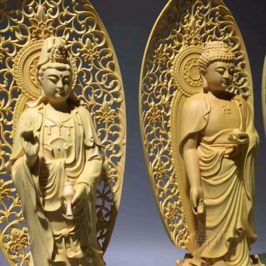 Amazon｜極上品 西方三聖 仏教工芸品 阿弥陀如来 観音菩薩 勢至菩薩 