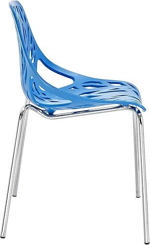 Miniatura 3 de Modway Stencil Modern Apilando Dos Sillas de Cocina y Comedor en Azul