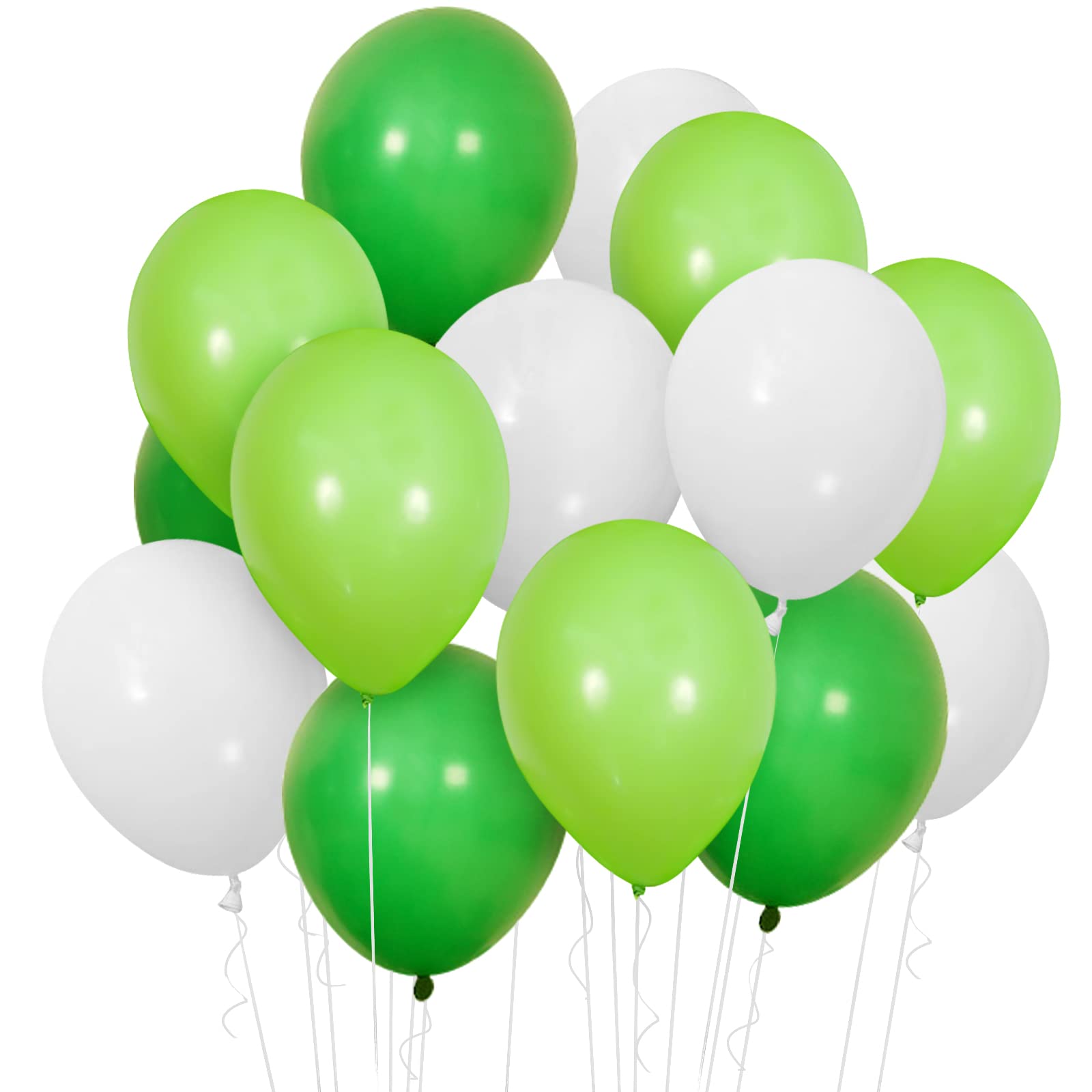 Green White Balloons 30 Pack, 12 Inch Dark Green Lime Green Party Balloon Wild One Jungle Safari Theme Decorations for Boys Girls Birthday Decorations Baby Shower Photo Shoot
