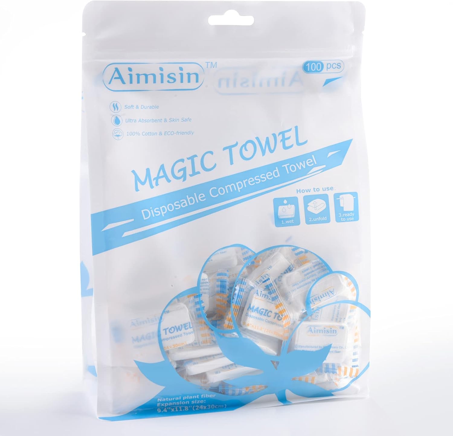 Compressed Towels Disposable Soft Durable Towels 100% Cotton for Home Bathroom Travel Camping (S-9.4''x 11.8''-1pack(100pcs))