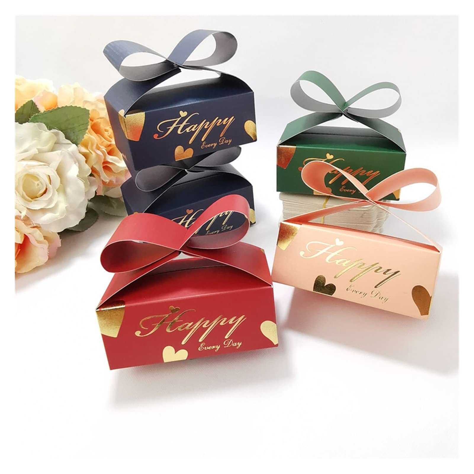 yaoqijie 2020 New Wedding Party Bomboniere Candy Box Bow-Knot Style Birthday Party Geami Regalo di Natale Confezione dei contenitori di Regalo di Caramelle Lasting (Color : Rosa, Size : 50pcs)