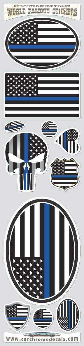 Pegatinas de Bandera de Policía USA en tu coche, moto y portátil de uso diario