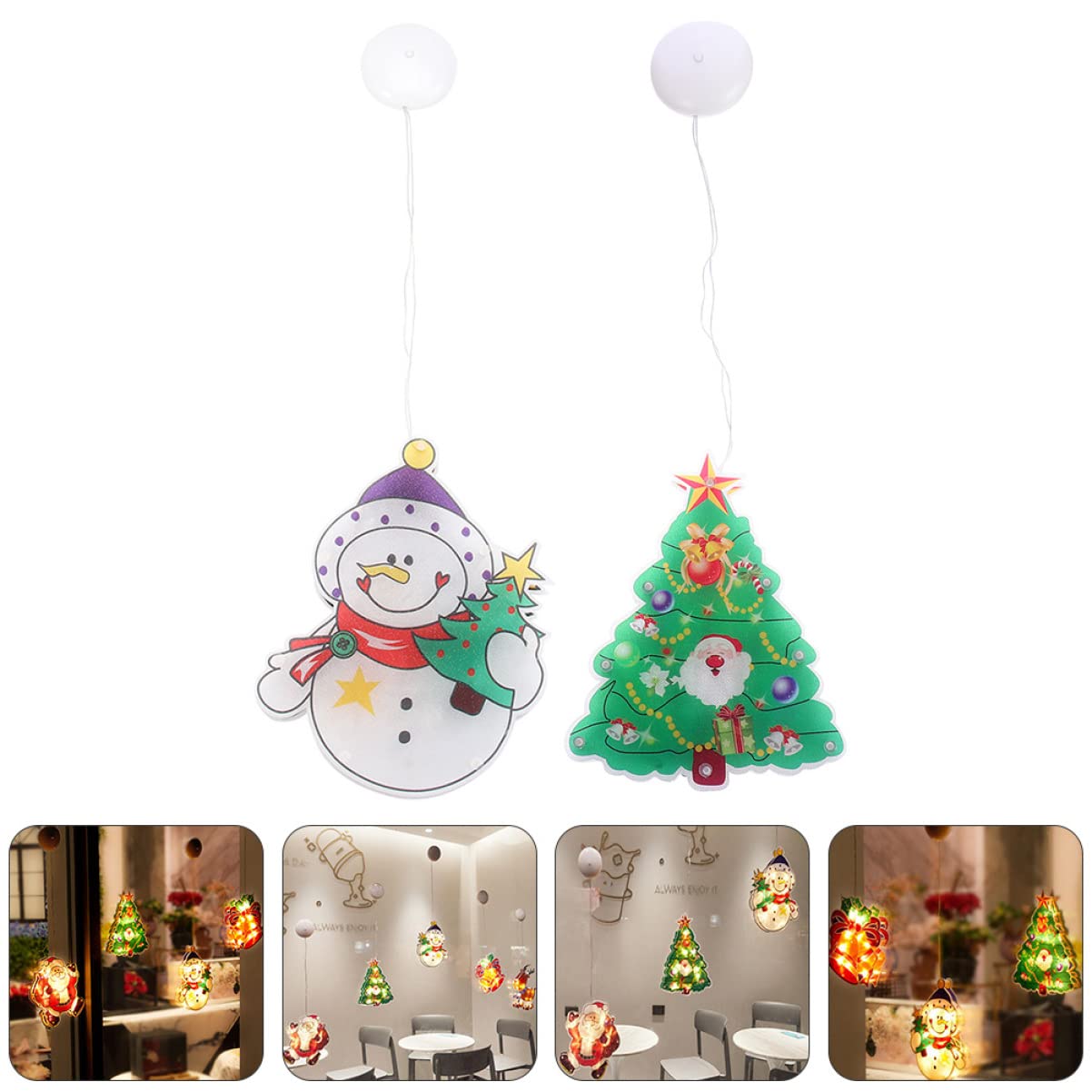 CIMAXIC Suction Cup Lamp Led Lights Christmas Decor 2 Pack PVC Material Non-Slip Suitable for Home