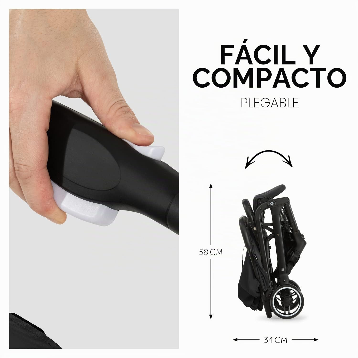 hauck Travel N Care Silla de Paseo Ligera - Carro Bebe Ultraligero desde Nacimiento hasta 22 kg, Carrito Compacto y Plegable, Reclinable, con Suspensión, Protección UV 50+, Negro