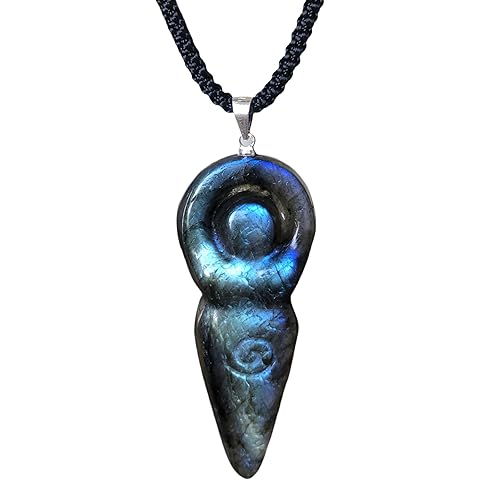 Labradorite Crystal Necklace, Heart Stone Pendant for Women, Healing Energy Jewelry...