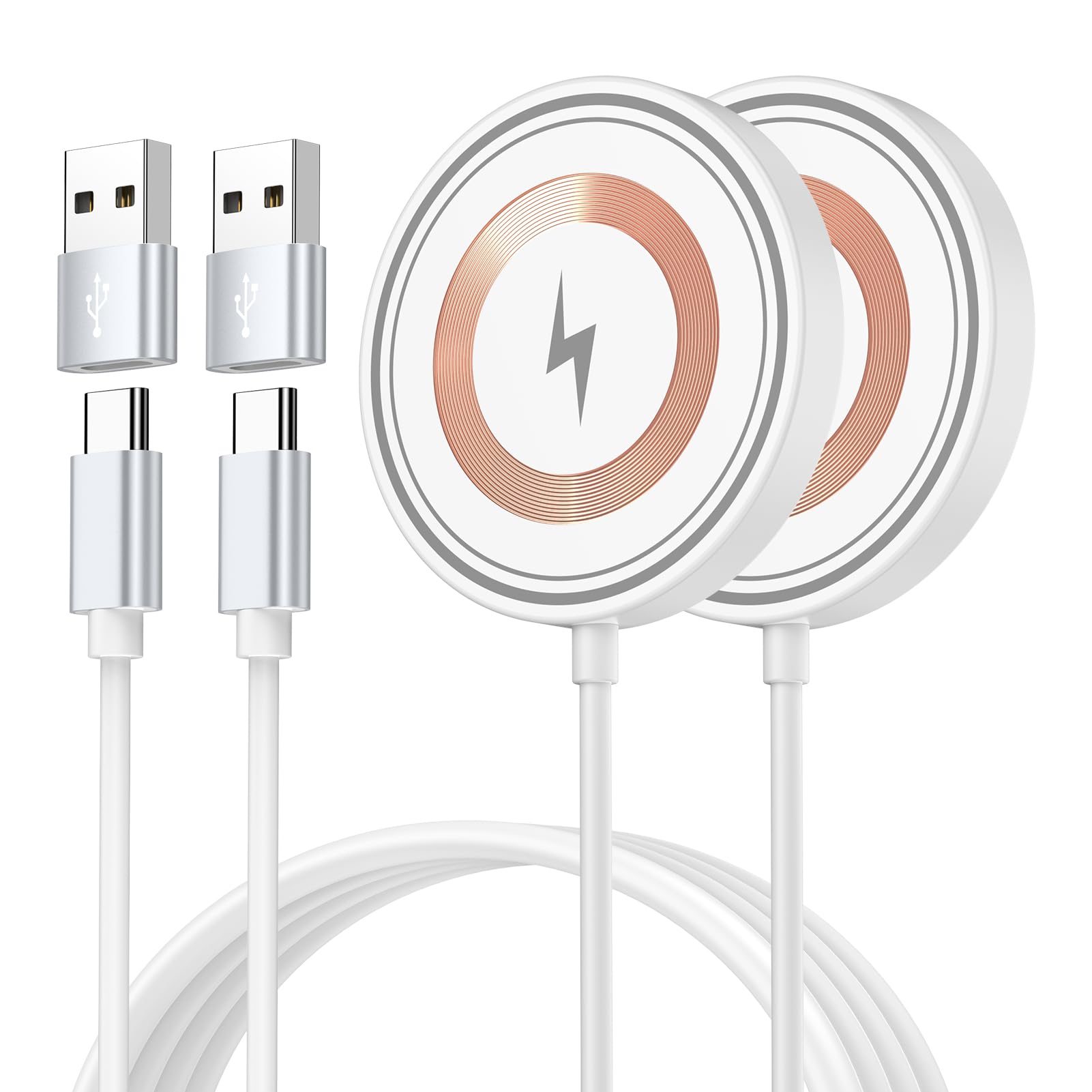 for iPhone 17 Pro Max Magsafe Charger 2Pack Magnetic Wireless Charger for iPhone 17/16/15/14/13/12 Series& AirPods, Wireless Fast Charging Pad With USB-C/A Ports,Pixelsnap Charger for Google 10 Series