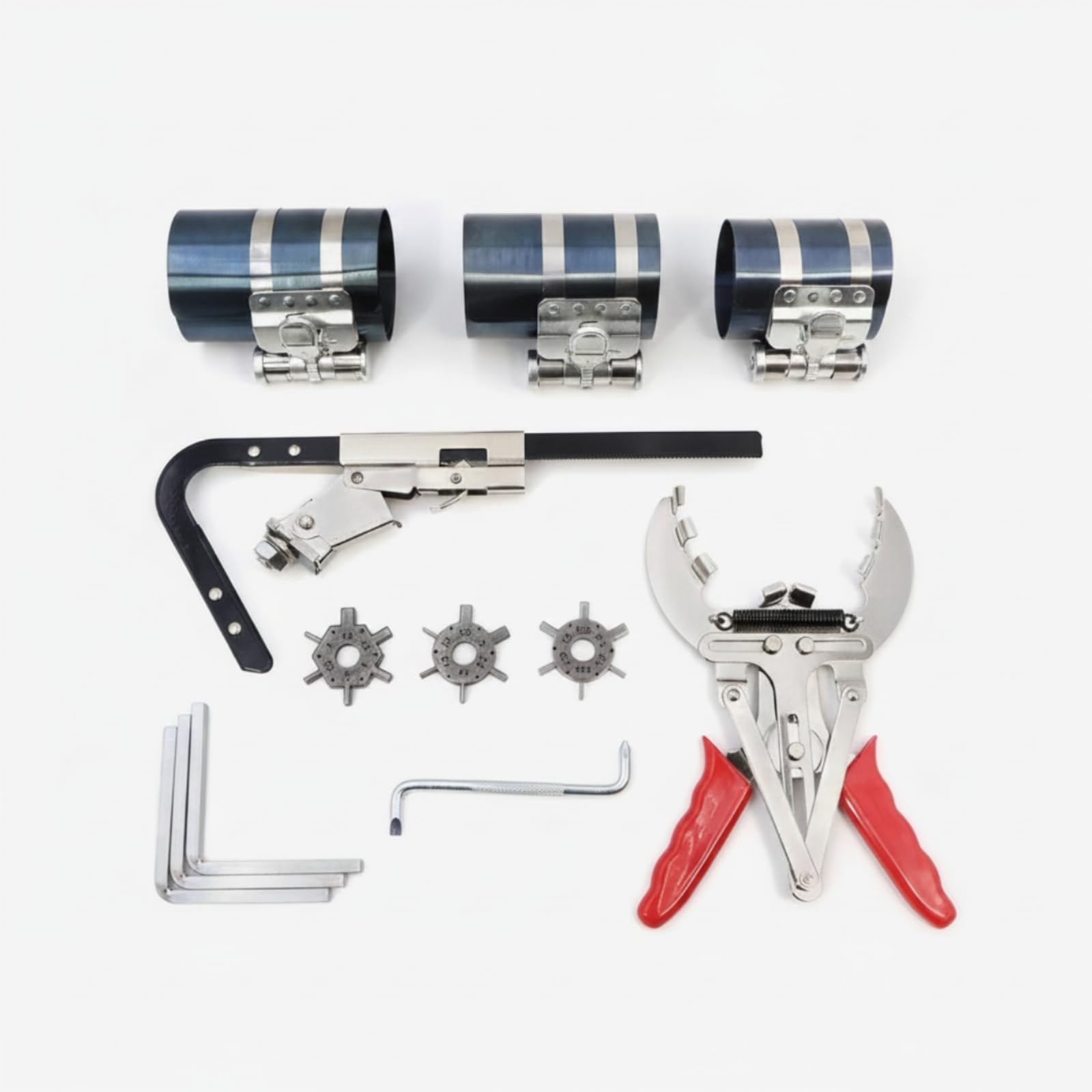 MagiDeal de Compresor de Aros de Pistón con Alicates Expansores Manguitos Metálicos y Herramienta con Gancho Construcción Robusta con Estuche Rígido para