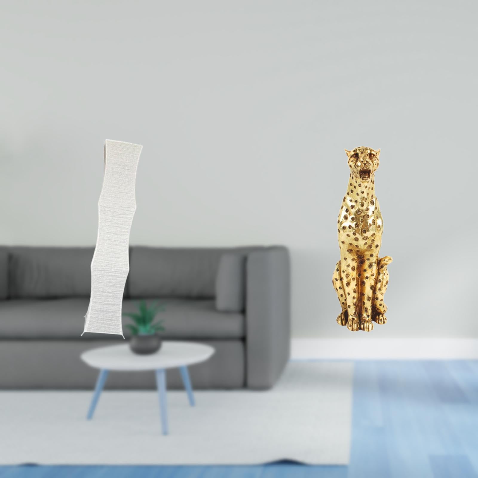 Living Room Standing Lamp Shade with Gold Cheetah Animal Sculpture Table Centerpiece Decorative Ornament for Office and Home Decor-image-5