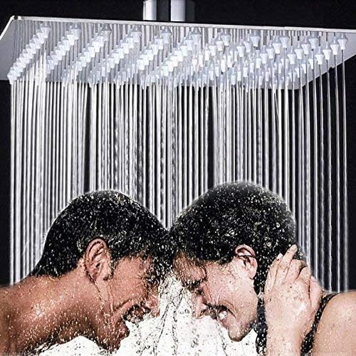 Image of ZAP Ultra Slim Square 307 Grade Stainless Steel 8 Inch Shower over Head Shower Rust Free and Long Lasting Self Clean Nozzle with Arm Combo (15 Inch Arm)
