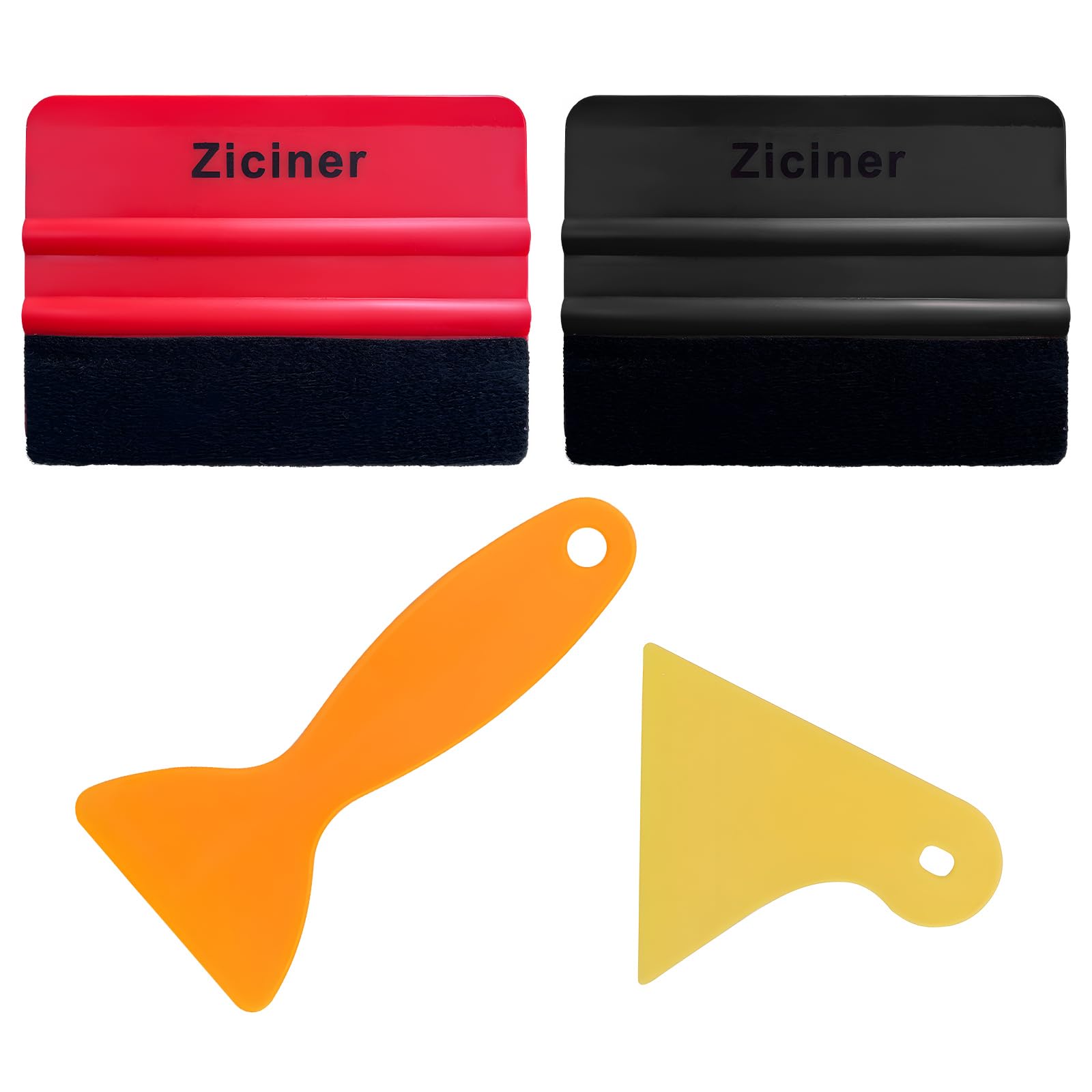 4PCS Felt Edge Squeegee Car Wrapping Tool Kit, Vinyl Wrapping Tool Window Tint Kit, Auto Applicator Tool for Vinyl Wrap, Window Tint, Wallpaper, Decal Sticker Installation (Black+Red)