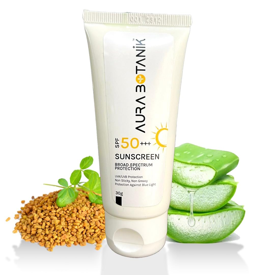 SPF 50+++ Sunscreen | Broad Spectrum UVA/UVB Protection | Lightweight, Non-Sticky & Non-Greasy | Hydrating & Pore-Minimizing with Aloe Vera, Honey & Wheat Germ Oil (30g)