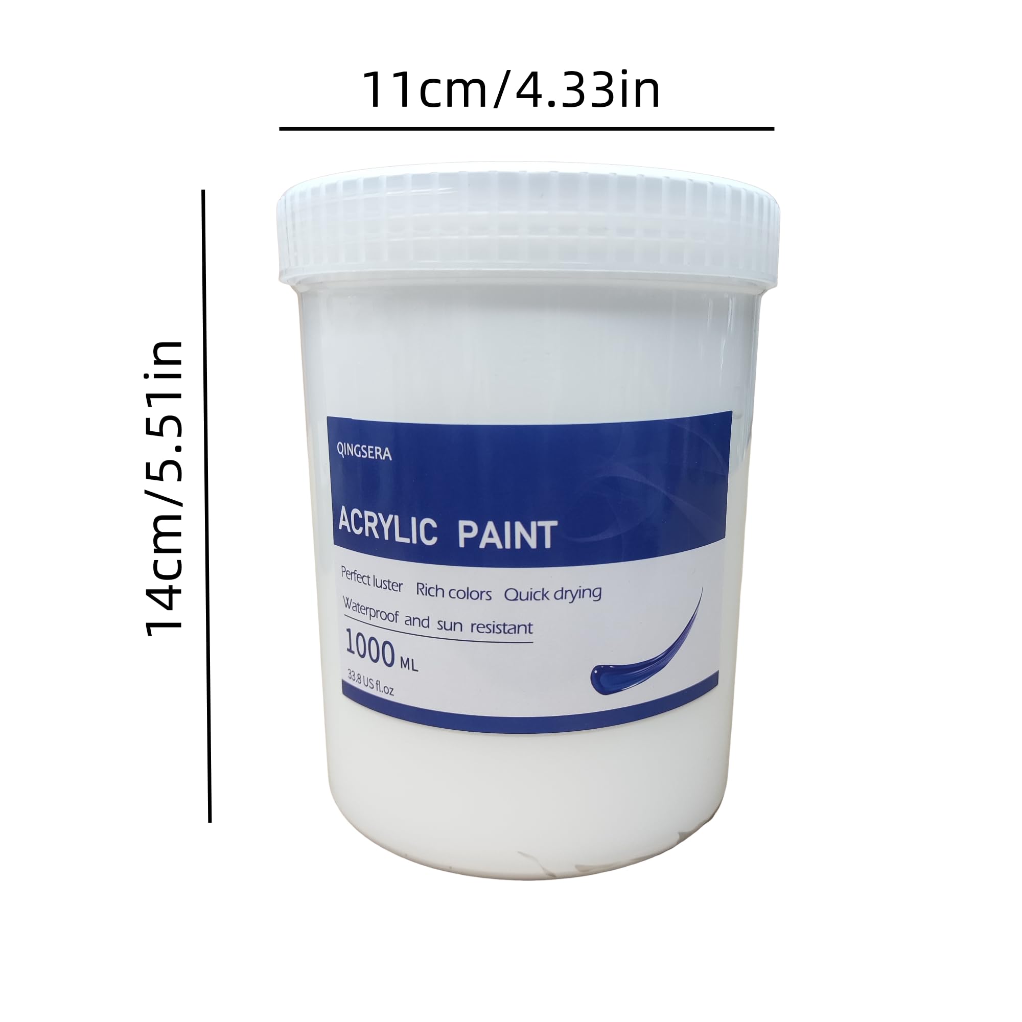 Juego de pintura acrílica de color, 6 x 958.2 g (1 L), gruesa y cremosa, 6 colores, adecuado para lienzo, madera, tela, cuero, cartón, papel, MDF y pintura de manualidades