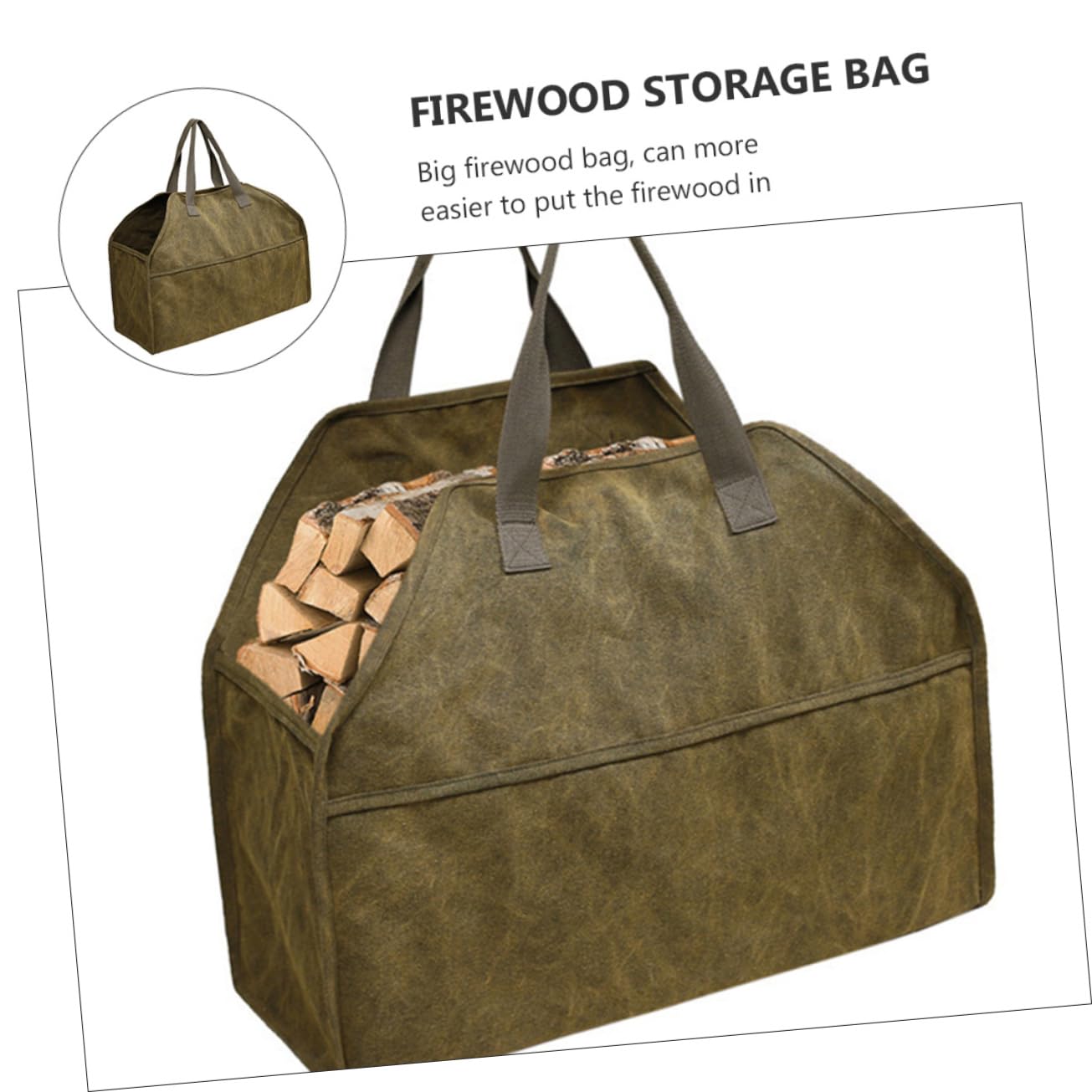 KOMBIUDA Borsa in Tela 16 Ann Canvas per Legna da Ardere Resistente e Pratica Design Semplice, per Campeggio e Lavori Domestici