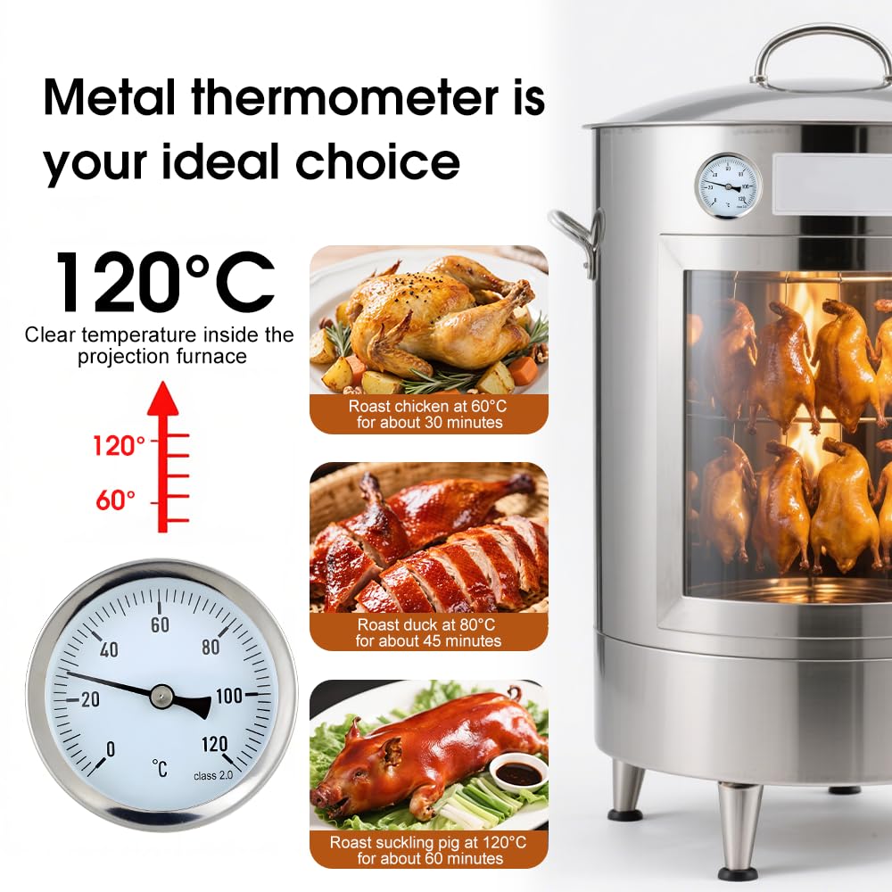Termometro per Riscaldamento, Misuratore di Temperatura Filettatura 0-120 ℃ Ø63mm Bimetallico Termometro per tubi di acqua calda e radiatori