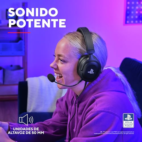 GXTrust 498 Forta Cascos PS5 / PS4 Sostenibles, Licencia Oficial para PlayStation 5, Diadema Regulable, Micrófono Extraíble, Auriculares Gaming, Cable de 1.2 m, Negro - imagen 3