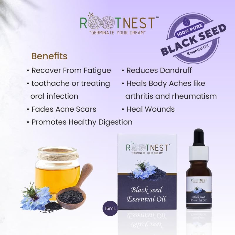 Rootnest | Black seed essential oil | Soothing sweet almonds | Walnuts and soil essence. Recognized for anti -inflammatory and antioxidant benefits. Usually used in skincare and holistic wellness. 15ml Rootnest | Black seed essential oil | Soothing sweet almonds | Walnuts and soil essence. Recognized for anti -inflammatory and antioxidant benefits. Usually used in skincare and holistic wellness. 15ml