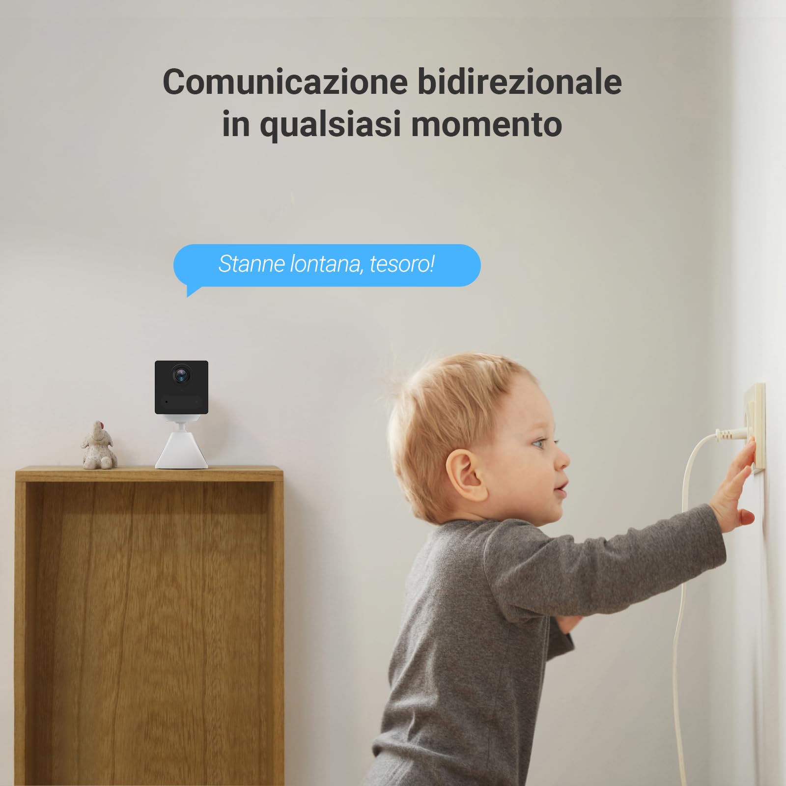 EZVIZ CB2 1080P - Telecamera di sorveglianza WiFi per interni senza fili, batteria 2000 mAh, videocamera per bambini WiFi 2.4 Ghz, rilevamento persona, 5 m visione notturna, audio bidirezionale, tipo