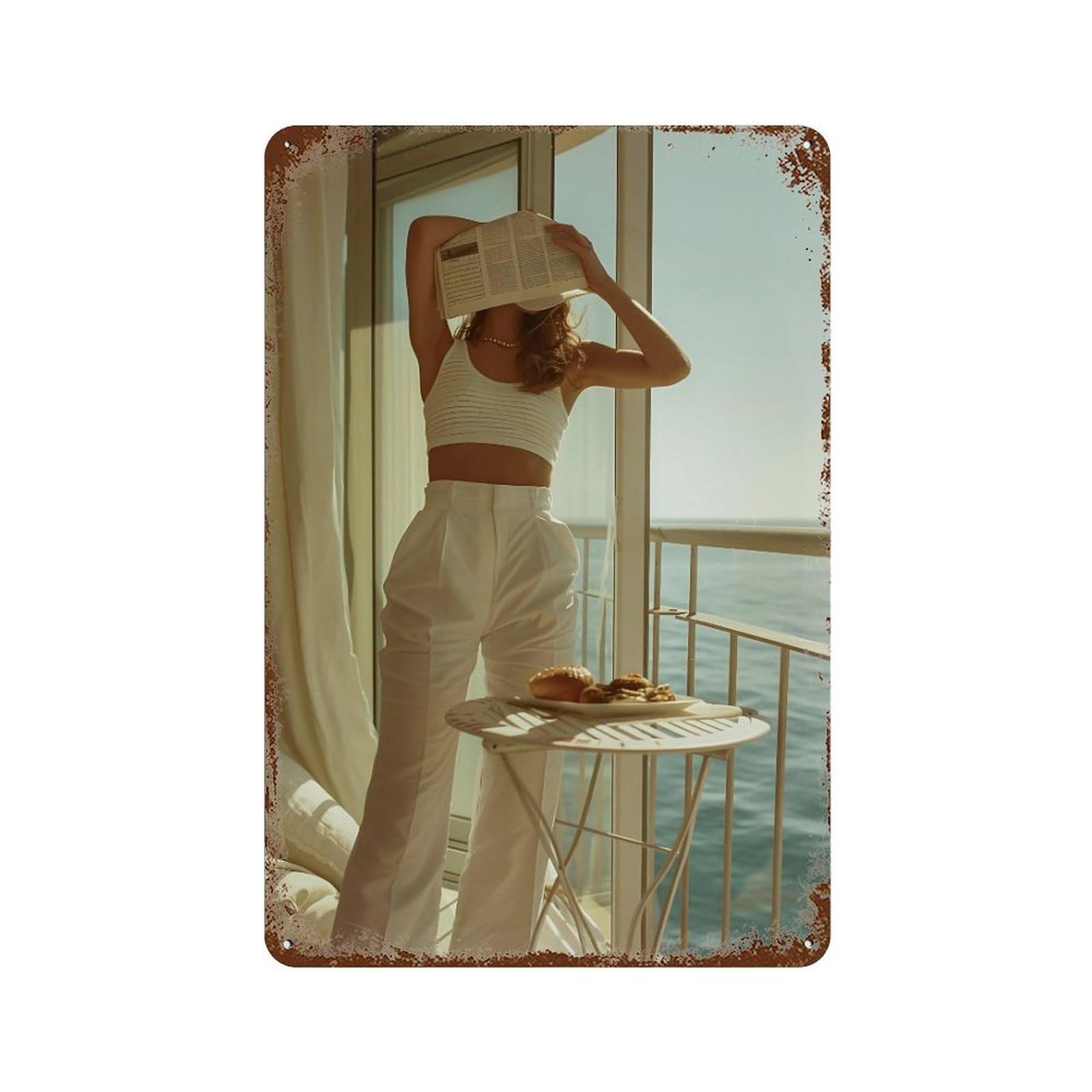 FHUYEURHRY Italian Seaside Fashion Editorial 01 Wall Decor Retro Iron Vintage Art Metal Tin Sign Poster Modern Home Cofffee Club Art Bar Shop Decorations Style-44 30x20cm