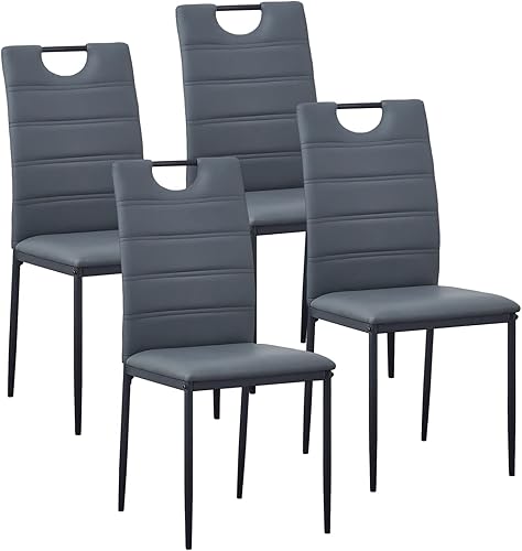 Juego de 4 sillas de comedor modernas con asiento de piel sintética de 300 libras de capacidad sillas de comedor de mediados de siglo sillas de