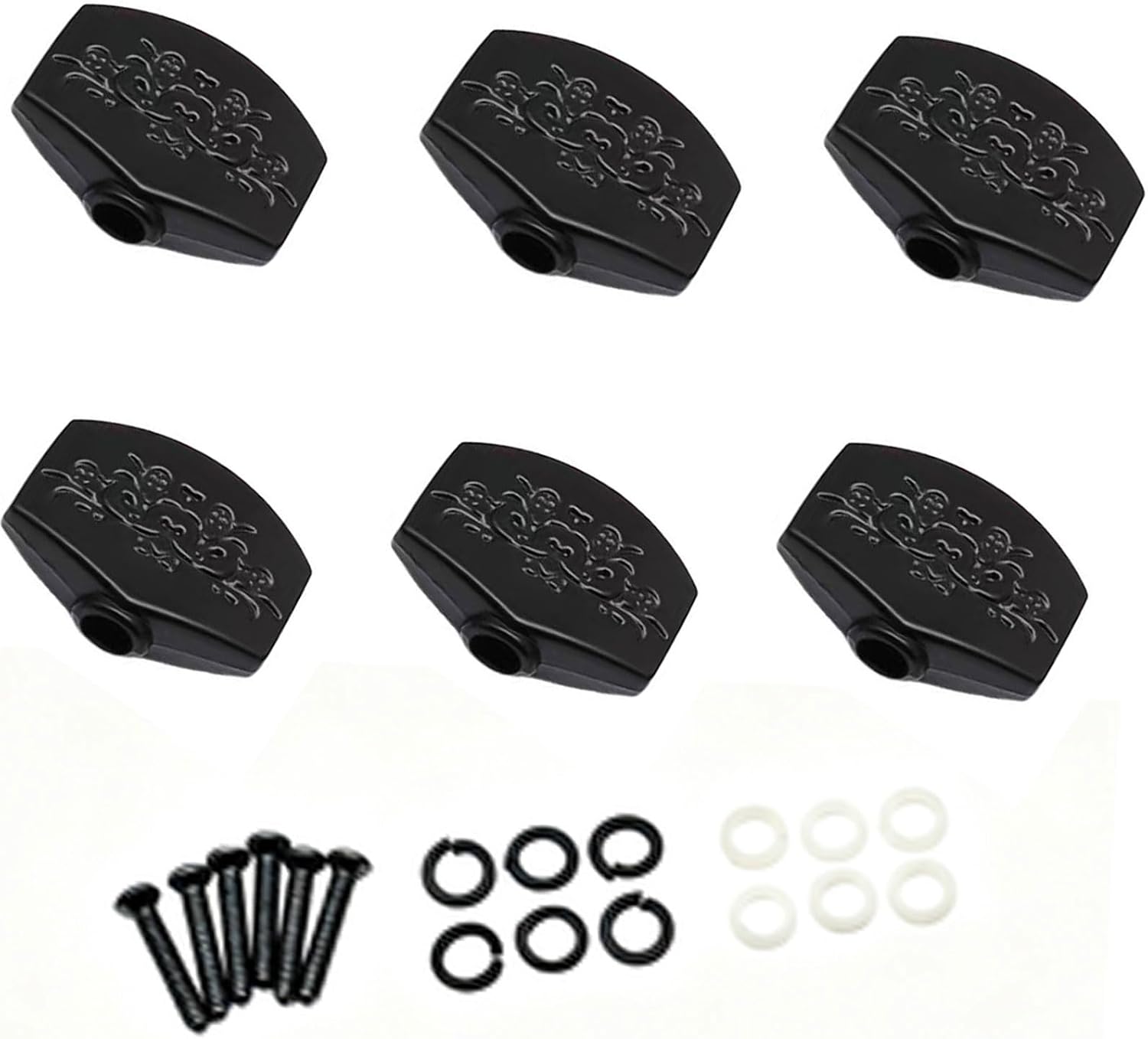 6Pcs Chrome Guitar Tuner Knobs for Acoustic Electric Guitars(Black Square)