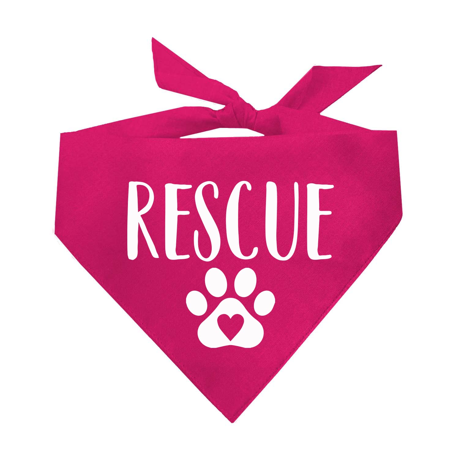 Rescue with Heart Paw Dog Bandana | 100% Cotton Adjustable Triangle | Made in USA | Adoption Event Prop Photoshoot | Rescue | Puppy | New Dog |Hot Pink, One Size (83)