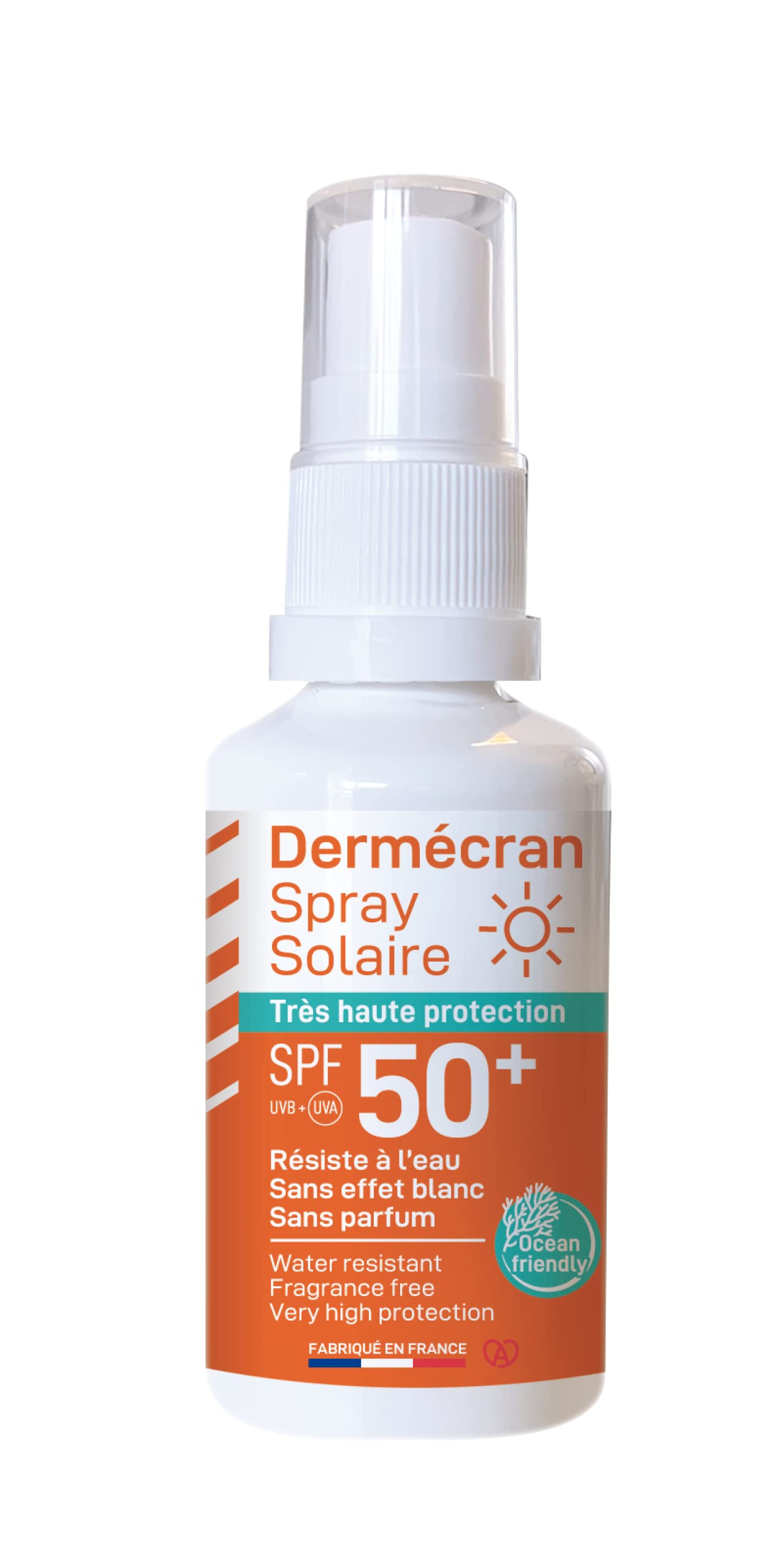 Lote de 15 protectores de aerosol solar SPF50+ – Cara y cuerpo – Fórmula Ocean Friendly – Resistente al agua – Para toda la familia a partir de 3 años – Fabricado en Francia – 50 ml