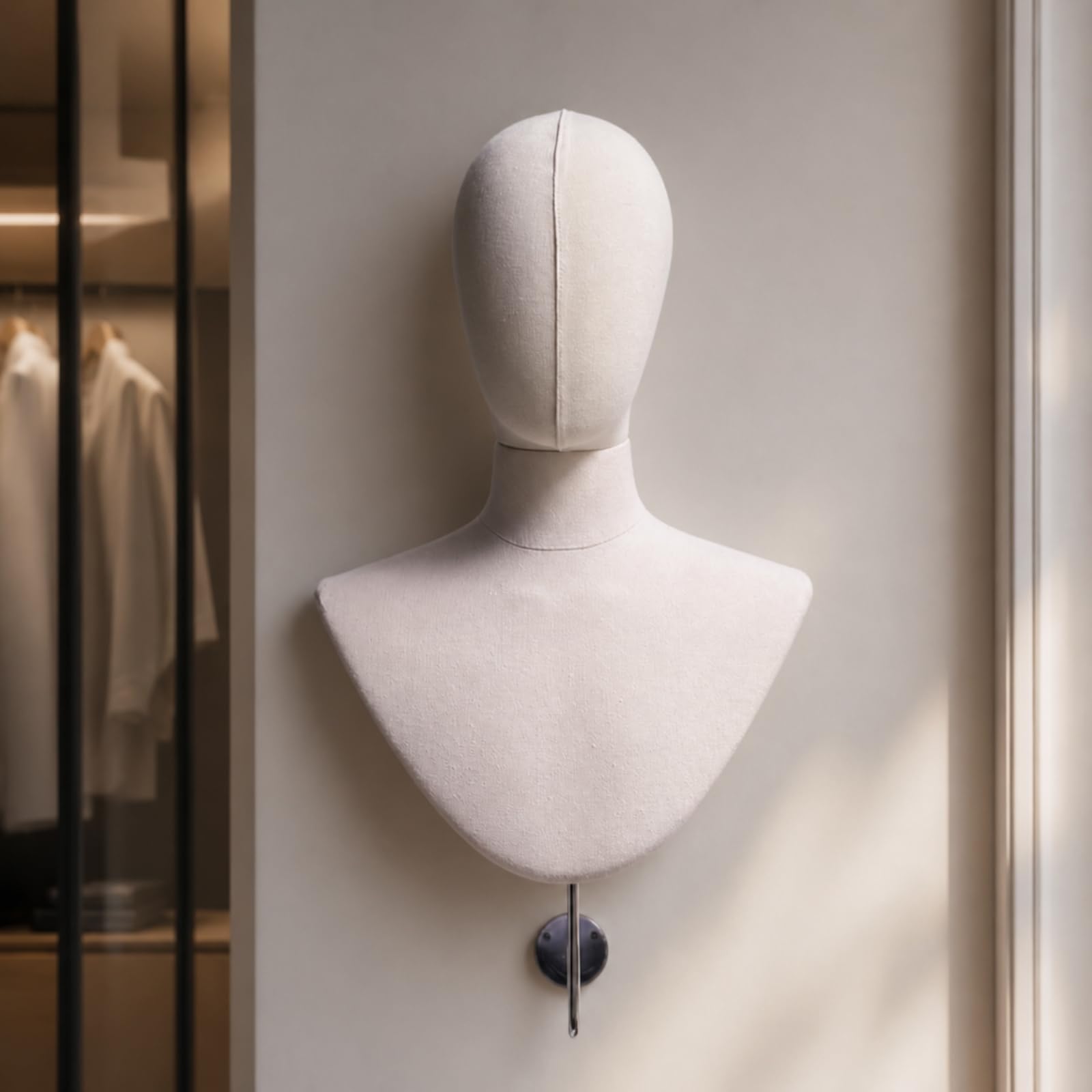 Soporte de Exhibición de Pared Cabeza de Maniquí Busto de Pared Gancho Metálico Manera de Tela Base Compacta y Estable , Style to 1