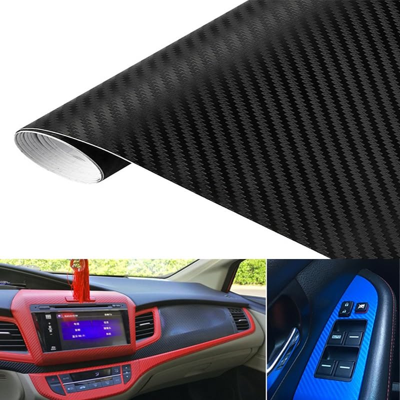 Listwy ochronne progów samochodowych, Folia winylowa na samochód z włókna węglowego 3D 127 cm x 30 300 wielokolorowa naklejka motocyklowa(Blue)