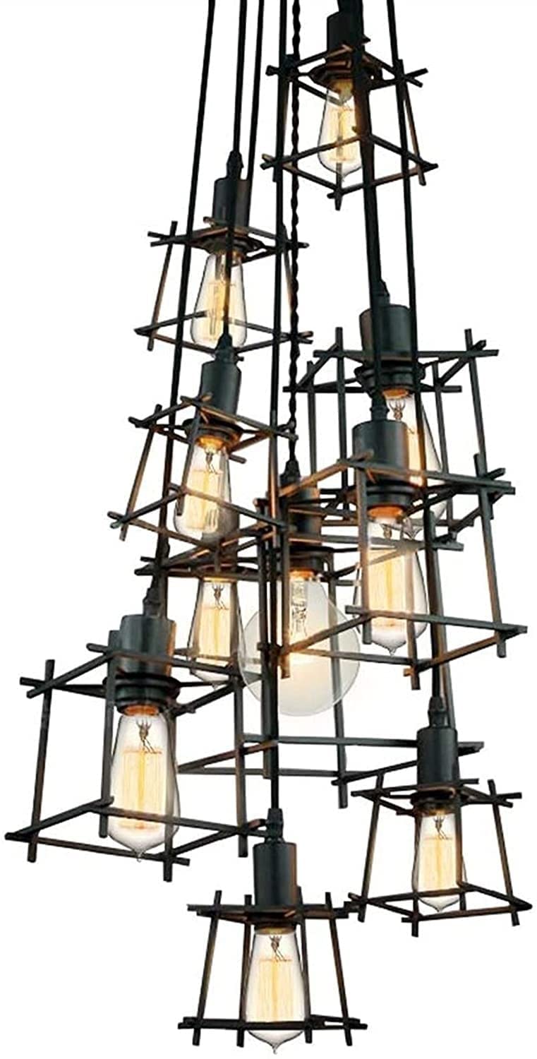 LED Modern Chandelier Lamp Pendant Lights 10 Heads E27 Iron Cage Ceiling Light - Retro Industrial Chandelier Height