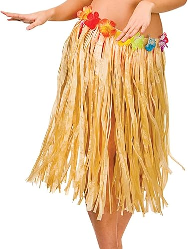 Miniatura 4 de Faldas Luau Hula con flores para adultos de 24 pulgadas, paquete de 6 unidades, color hierba