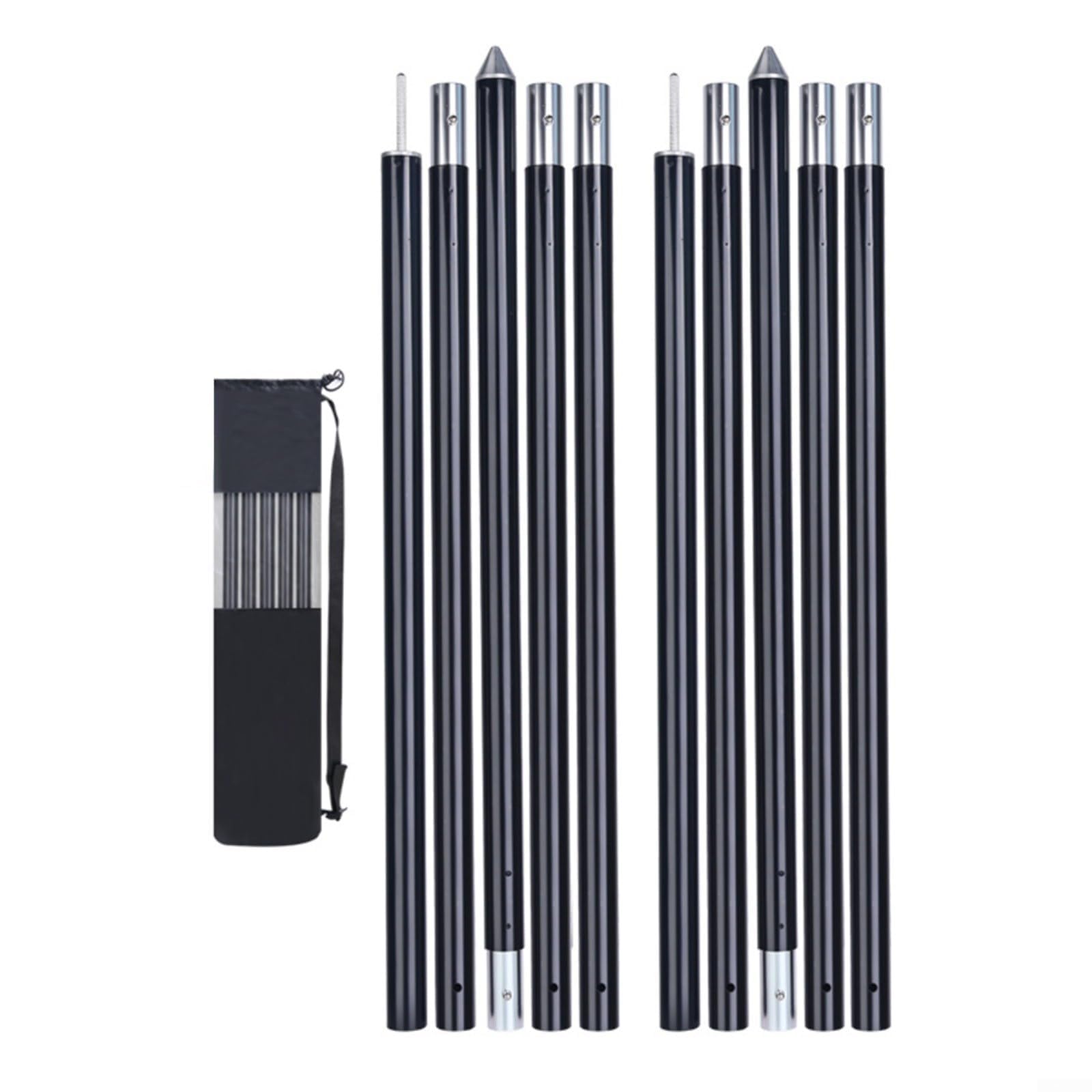 Verstellbare Planenstangen, leichte Zeltstützen aus Aluminiumlegierung mit rutschfester Unterseite für Camping, Strand, 2 (braun)