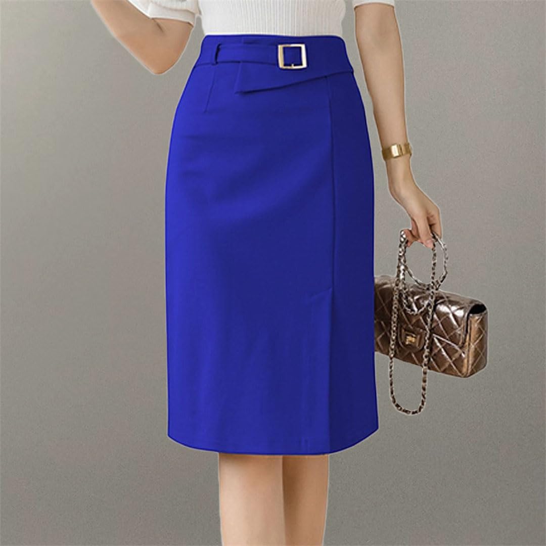 Hcclijo Faldas De Tubo De Cintura Alta para Mujer Faldas Formales Elegantes De Oficina para Mujer Faldas Midi A La Cadera con Envoltura Elástica Vintage