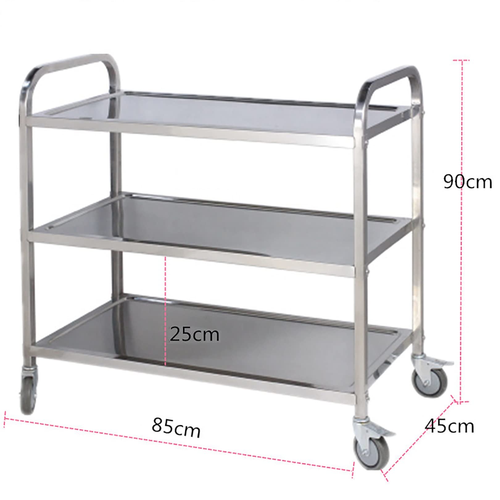 Carrello portavivande a 3 ripiani in acciaio inox con ruote bloccabili – Carrello da cucina versatile per ristoranti, hotel, uffici, bagni e gas – Utili Cart