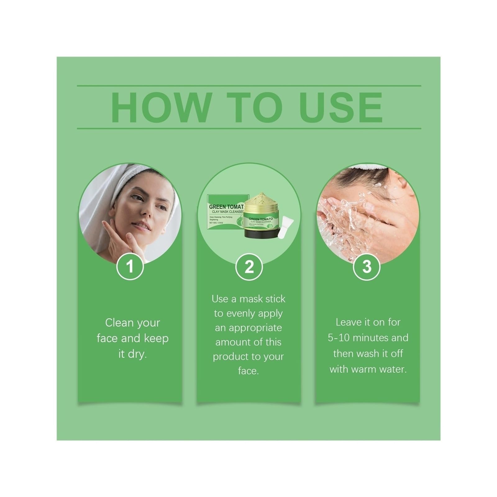 Maschera Fango Detergente Al Pomodoro Verde 100g | Maschera di fango viso idratante, rassodante e affinante(2pcs)