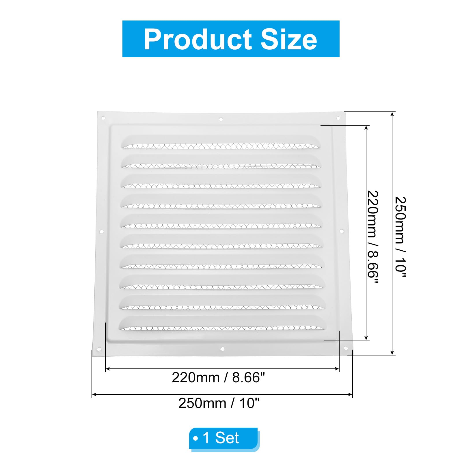 PATIKIL 10"x10" Stainless Steel Gable Vent - Image 2