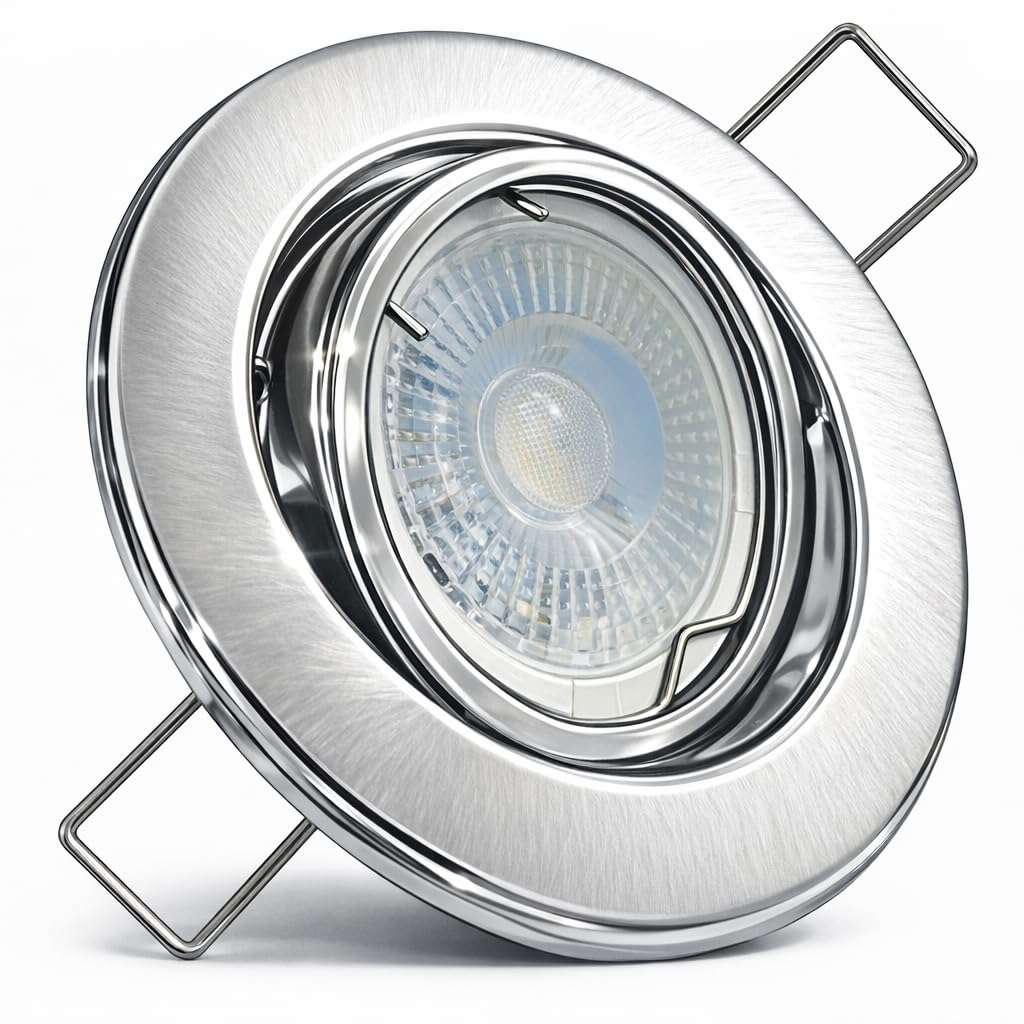 LED Einbaustrahler Set 12V schwenkbar – 6er Set mit je 120 cm Kabel & AMP-Stecksystem – 3W MR16 Spot inkl. Trafo, IP20, 250 Lumen, 55 mm Einbautiefe – LED Deckenstrahler für Wohnbereiche, Küche & Flur