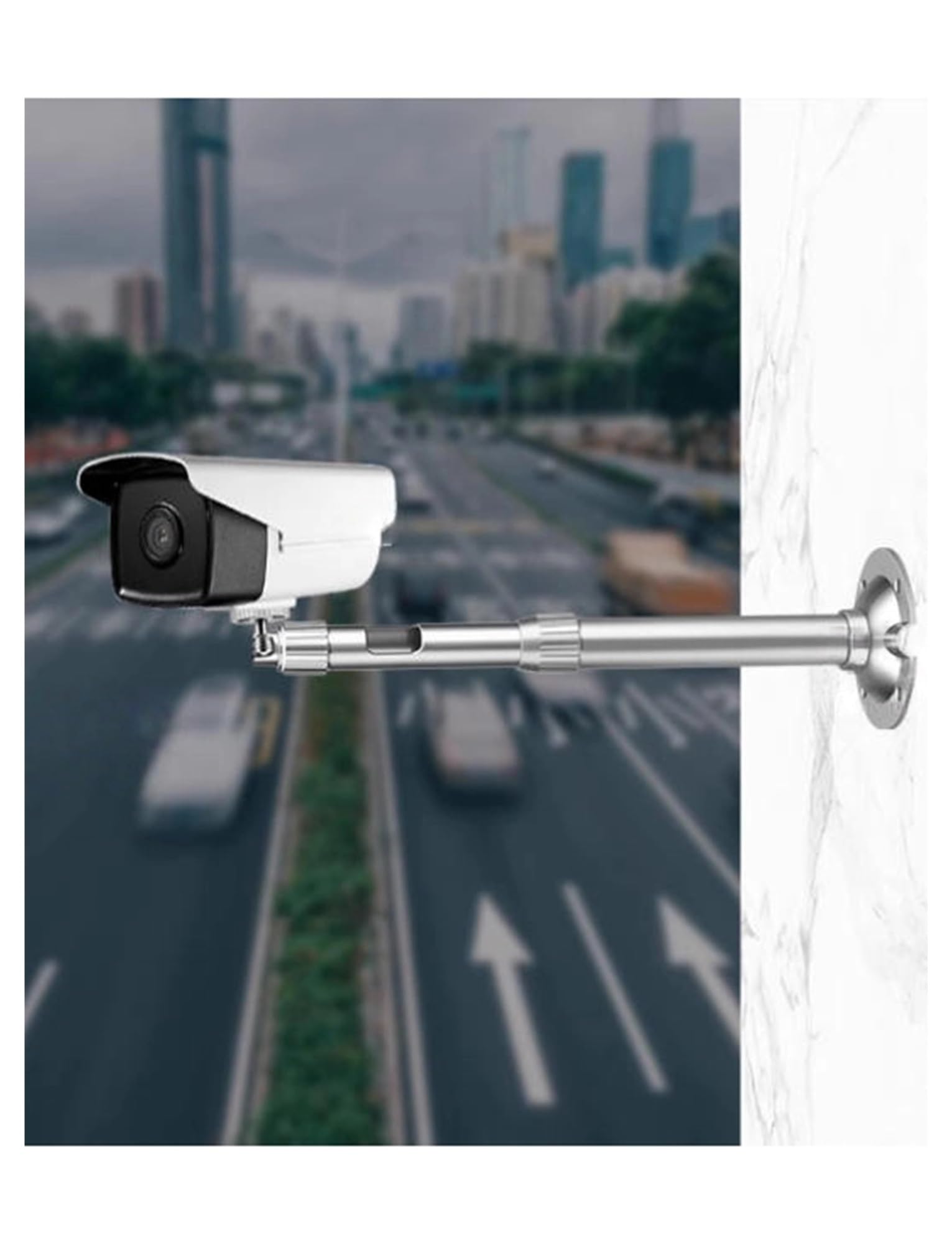 Palo di sorveglianza per Telecamera, Supporto telescopico per palo di Sicurezza per Telecamera, Supporto Regolabile da soffitto/Parete per sorveglianza, Installazione angolare 20-40 cm (7,87