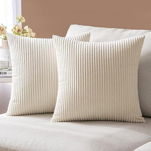 AMFUN 2er Set Kordsamt Kissenbezug, Deko Kissenhüllen, Dekokissen Zierkissenbezug 40x40 cm, Sofakissen Couchkissen Dekokissen Kissenbezug für Sofa Sessel Zuhause Schlafzimmer, Beige AMFUN 2er Set Kordsamt Kissenbezug, Deko Kissenhüllen, Dekokissen Zierkissenbezug 40x40 cm, Sofakissen Couchkissen Dekokissen Kissenbezug für Sofa Sessel Zuhause Schlafzimmer, Beige