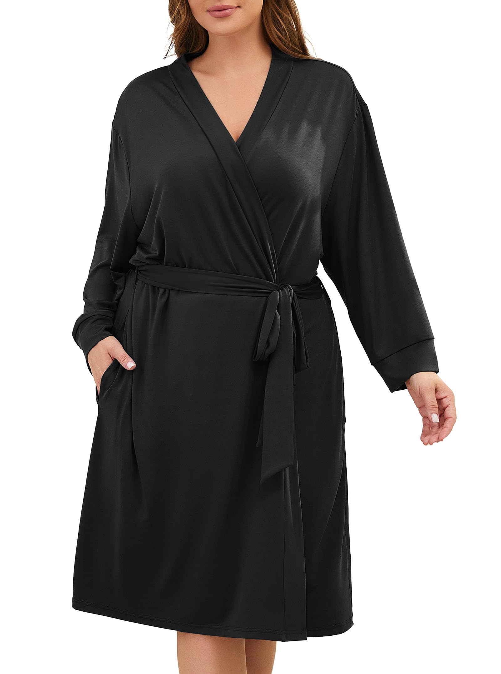 Hellomamma Plus Size Robes for Women Lightweight Bathrobes Shower Robe Short Kimomo Nightgowns for Maternity Postpartum