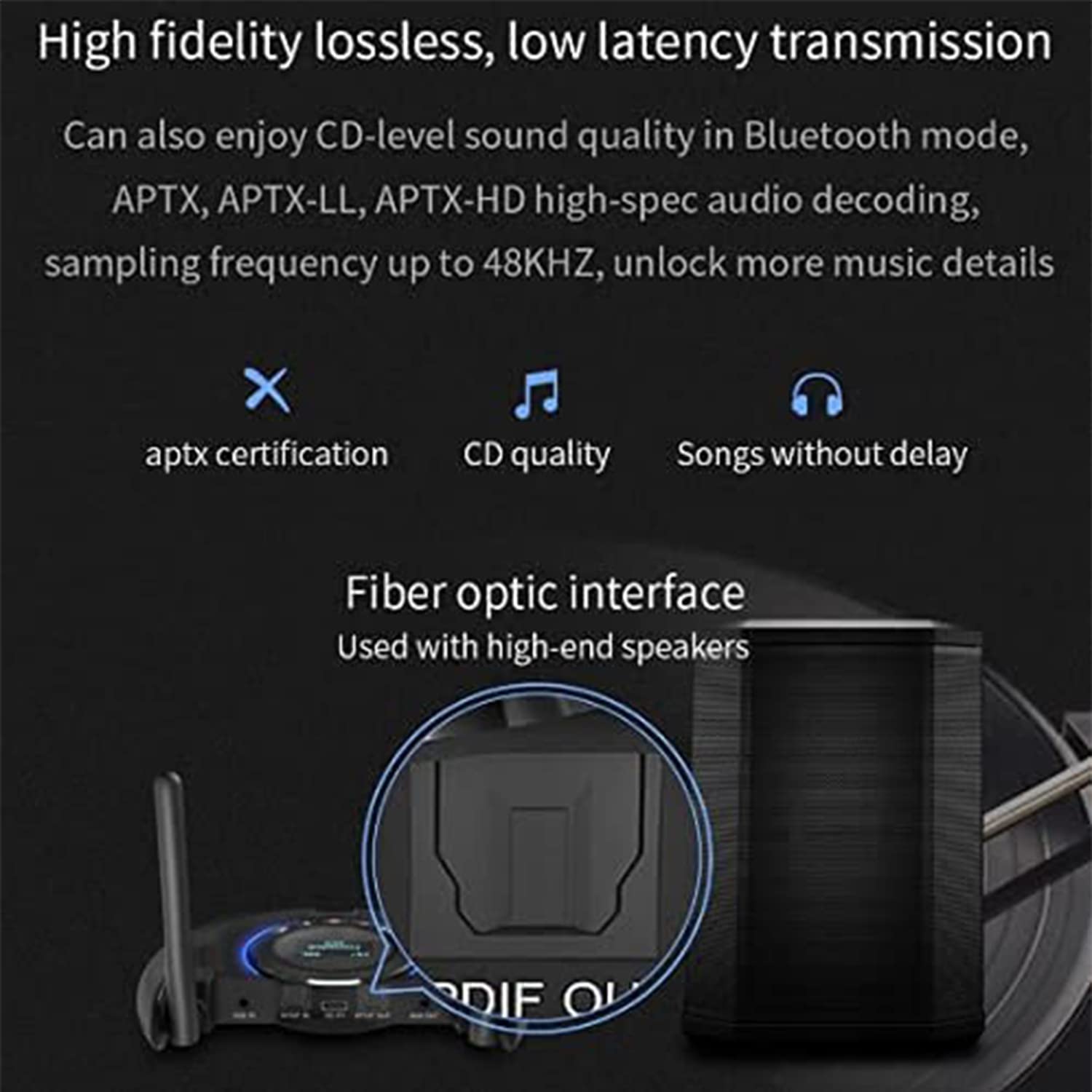 Prolig Émetteur Bluetooth 5.0 pour TV PC aptX Low Latency Adaptateur audio sans fil Prise en charge de 2 casques (Optical, AUX, RCA, USB) Portée de 393 pieds