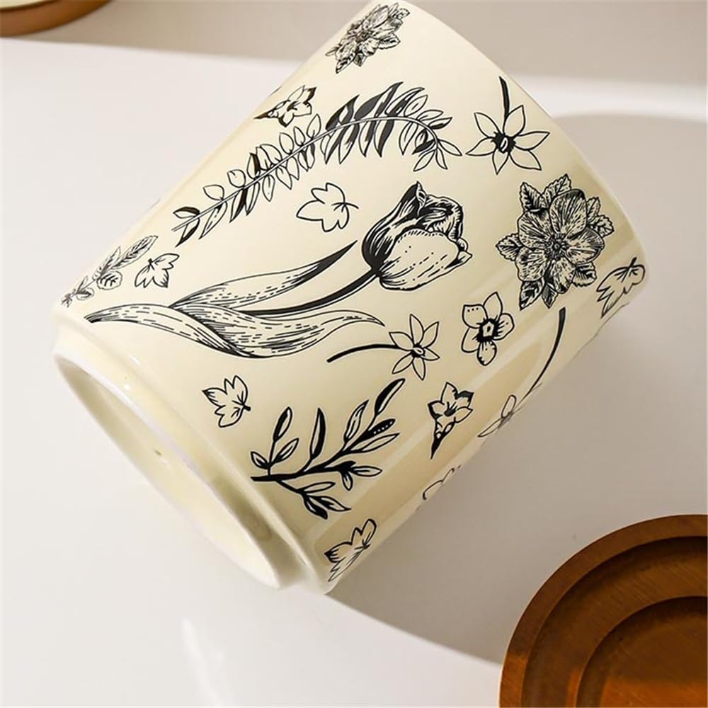 Czarny ceramiczny uchwyt na przybory kuchenne na blat kuchenny - stylowe sztućce z tacą odpływową idealne rozwiązanie do przechowywania przyborów dla domowych kucharzy i kucharzy