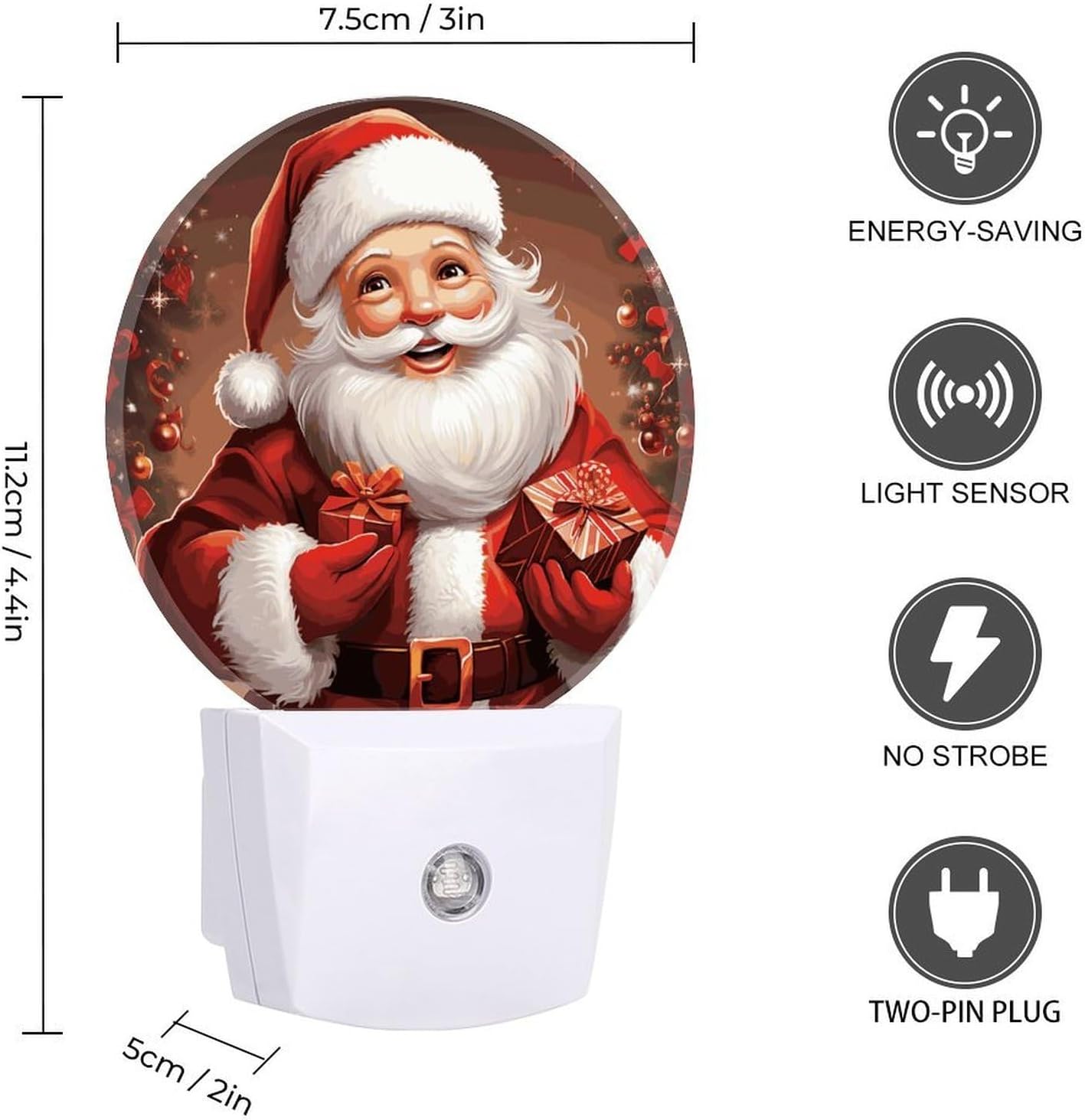 Santa Claus Xmas Gifts Plug-in LED Nightlight Wall Night Light image 2