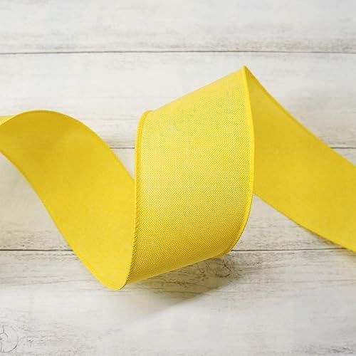 Miniatura 4 de CT CRAFT LLC Cinta de tela de arpillera con alambre de 2.5 pulgadas x 10 yardas, color amarillo para Navidad, decoración de boda, envoltura de