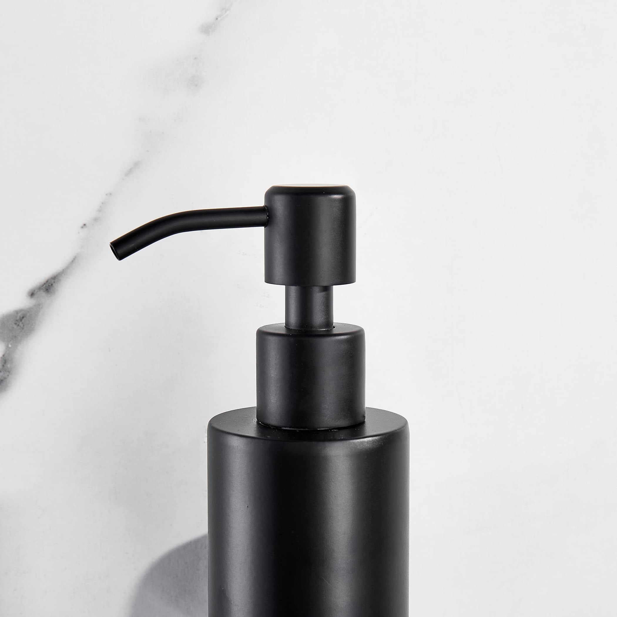 BATHSIR Dispenser di sapone nero, in acciaio inox, dispenser di liquidi con finestra visiva, montaggio a parete, bottiglia di sapone per le mani con pompa, per piatti, piano di lavoro, cucina, bagno