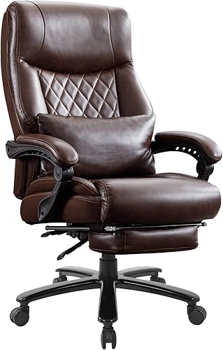 Silla de oficina reclinable con reposapiés, silla de oficina grande y alta, asiento de 400 libras de ancho, silla de oficina ejecutiva con respaldo